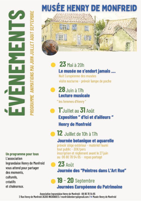 Evènement animations saison 2026 Association ingrandaise Henry de Montfreid