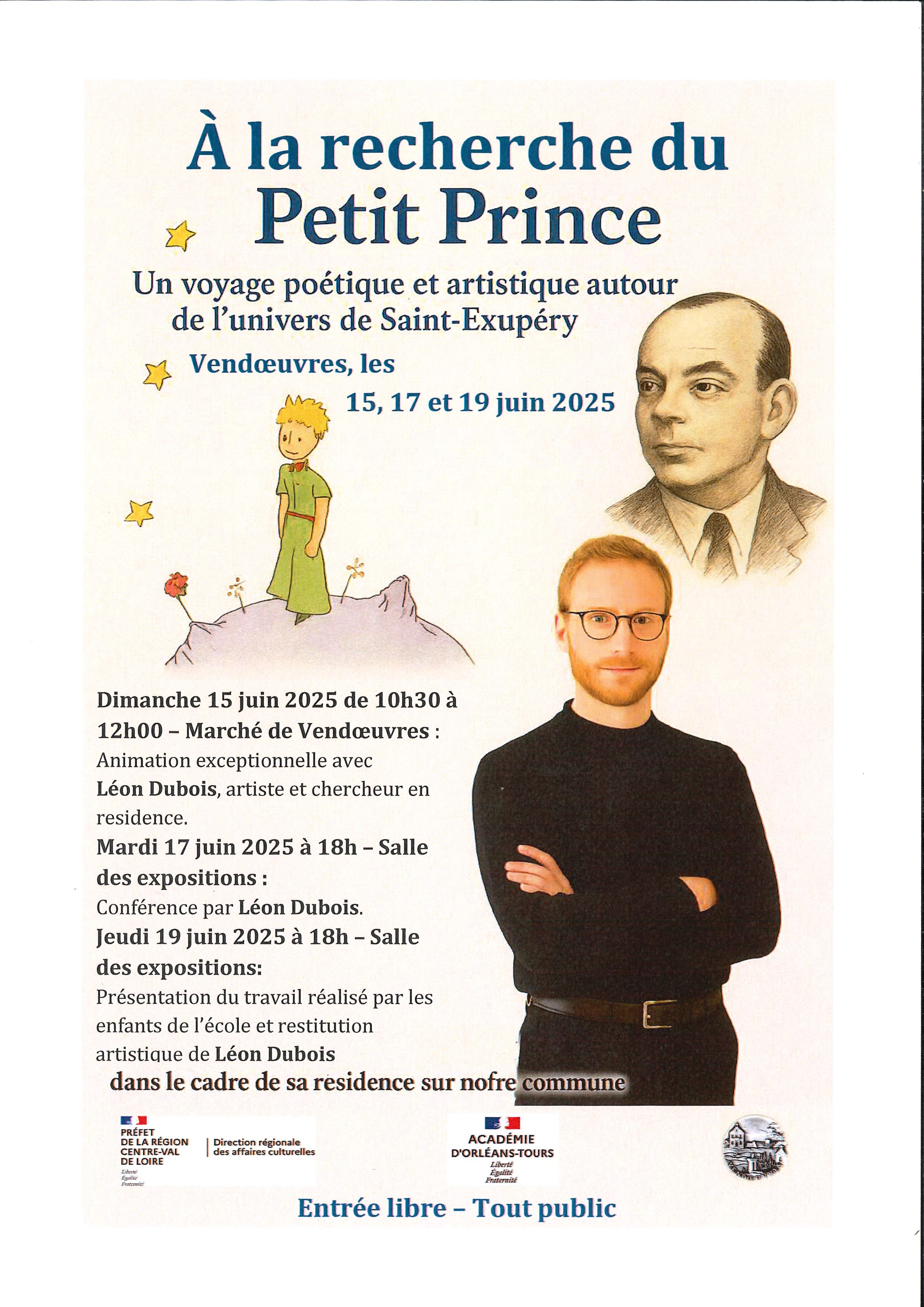 Affiche petit prince 15 17 19 juin 2025 à vendoeuvres © DRAC