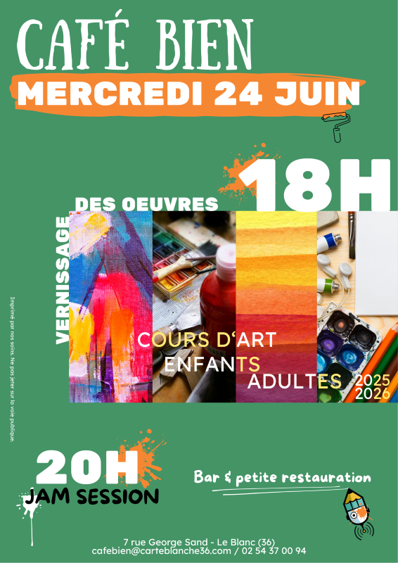 Café Bien - 24 juin - vernissage et jam Café Bien