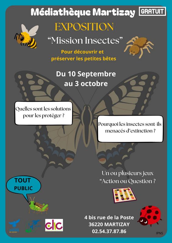 EXPOSITION Mission Insectes - 1 médiathèque Martizay