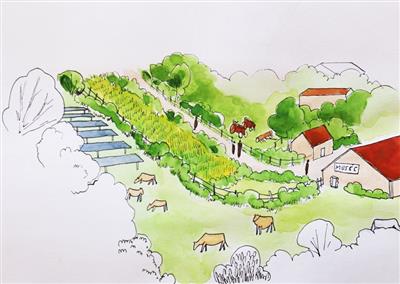 Prissac - aquarelle - Agathe Paccaud- PNR Brenne